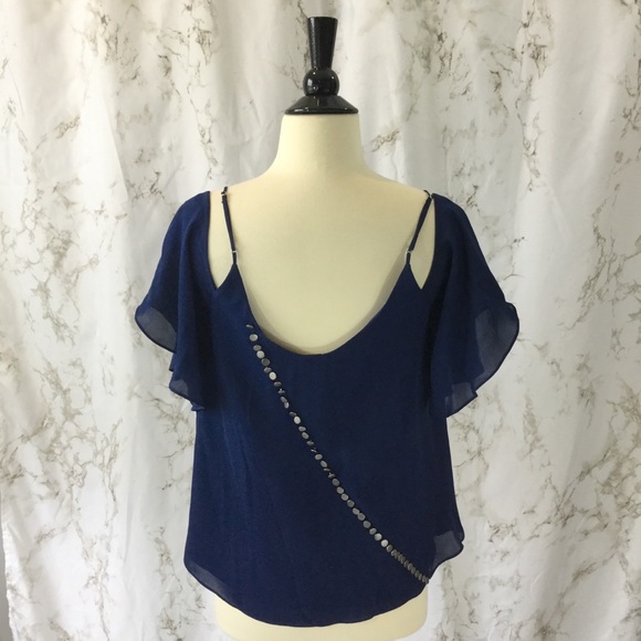 Haute Hippie button back cold shoulder cami top - Picture 3 of 8